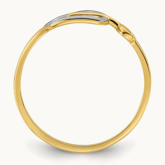 w/Rhodium Heart and Key Ring, 14K