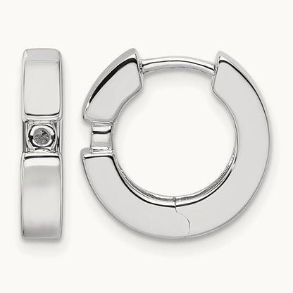 2- Round Hinged Hoop Earrings Mountings, 2.7mm, 14K White Gold