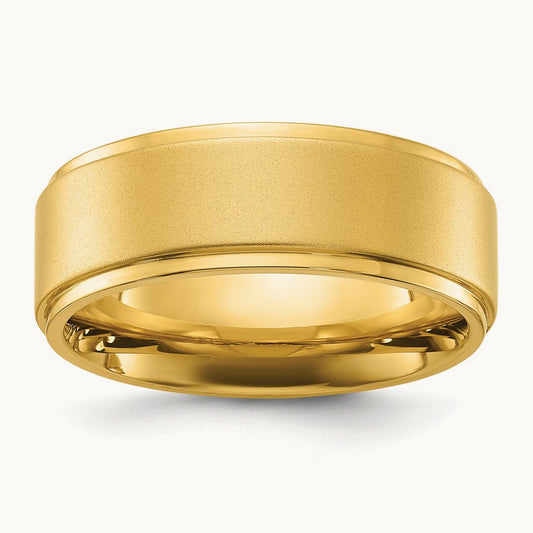 Polished Yellow IP-plated Brushed Center Band, 8mm, Stainless Steel