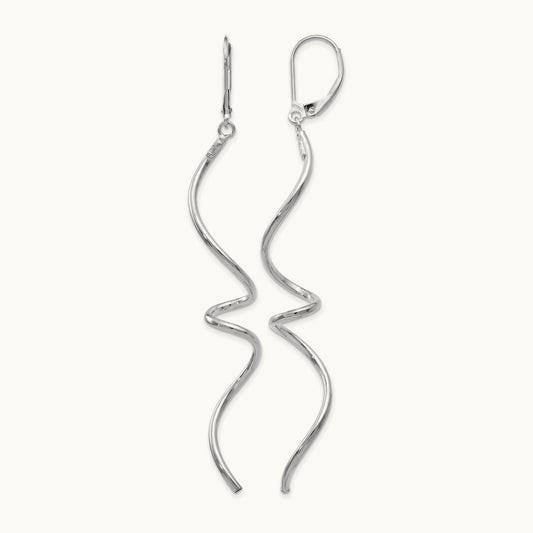 Twisted Leverback Earrings, 14K White Gold — Leslie's