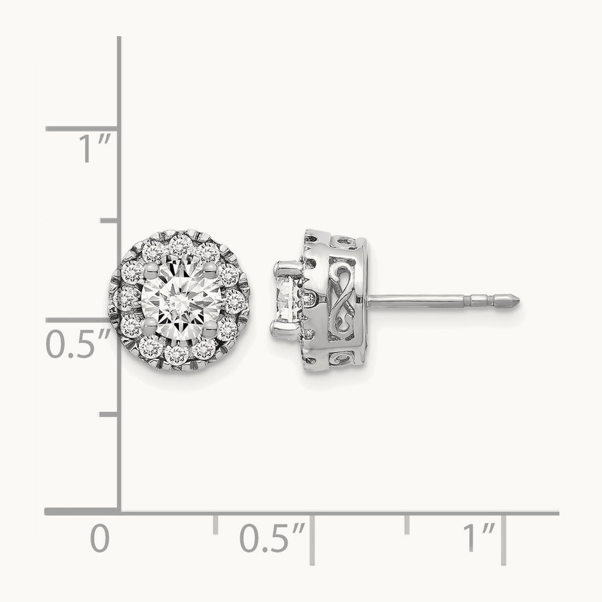 Diamond Semi-mount Stud Earrings, 14K White Gold