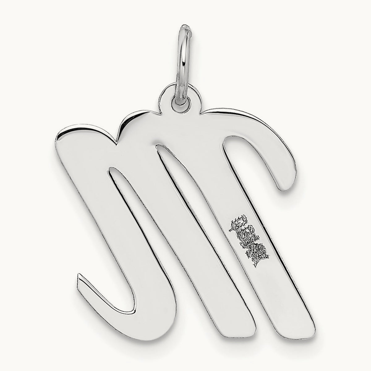 Large Script Initial Charm — 14K White Gold, M