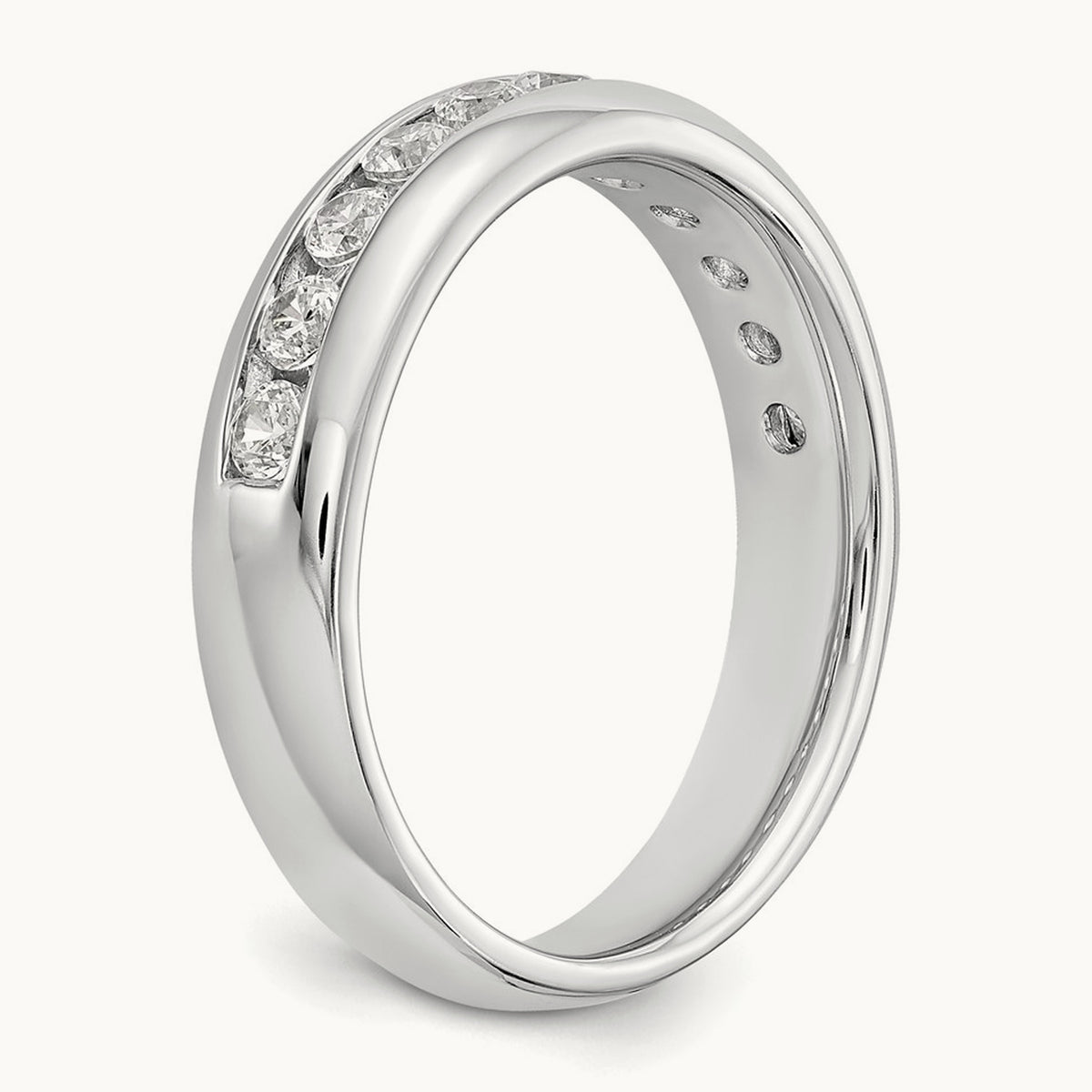 11-Stone Diamond Channel Band, 14K White Gold