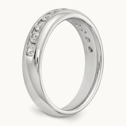 11-Stone Diamond Channel Band, 14K White Gold