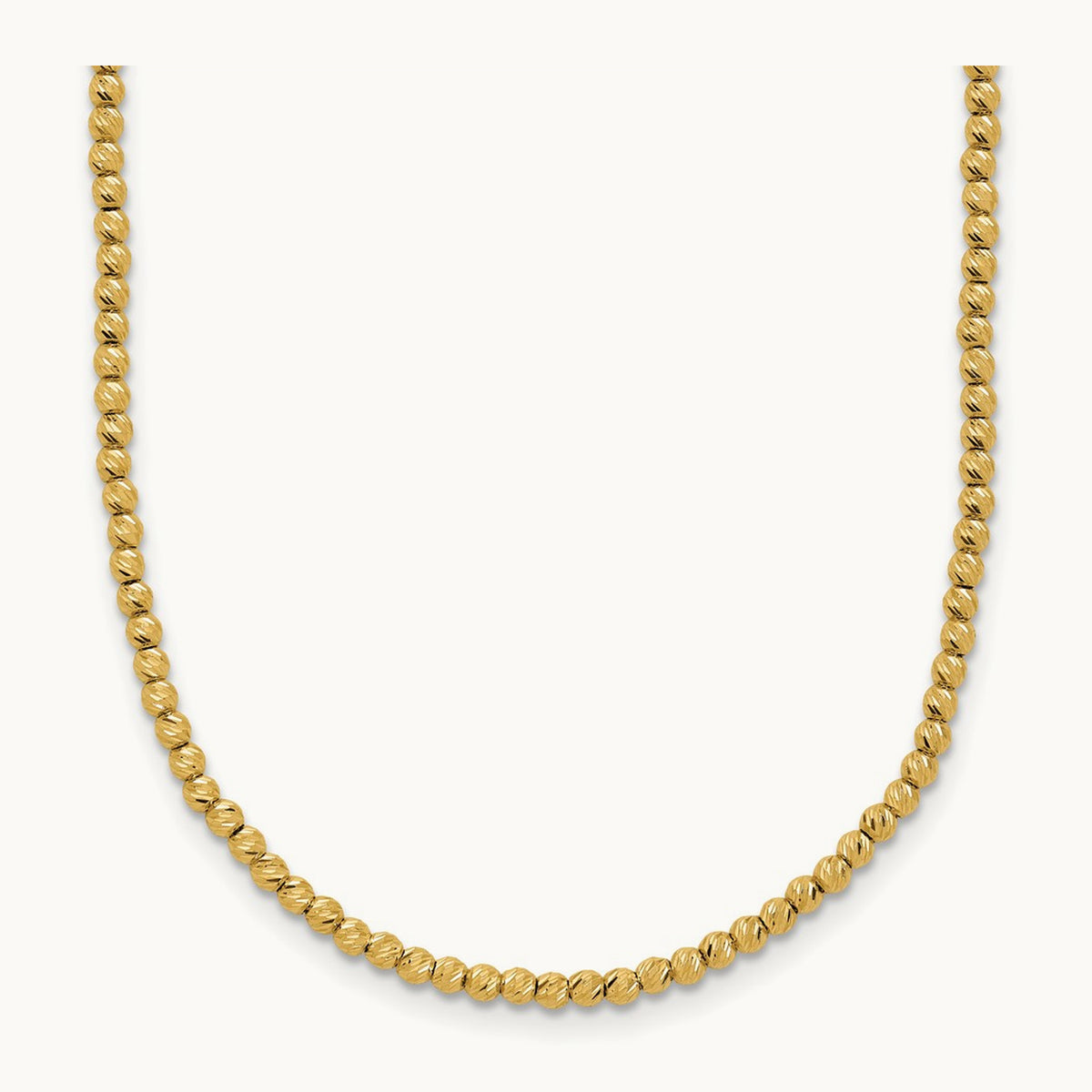 Polished and Diamond-cut Beaded 18in Necklace, 14K