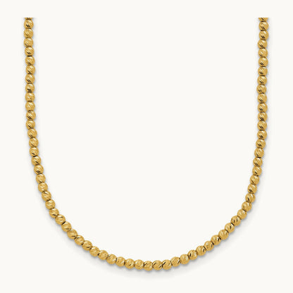 Polished and Diamond-cut Beaded 18in Necklace, 14K