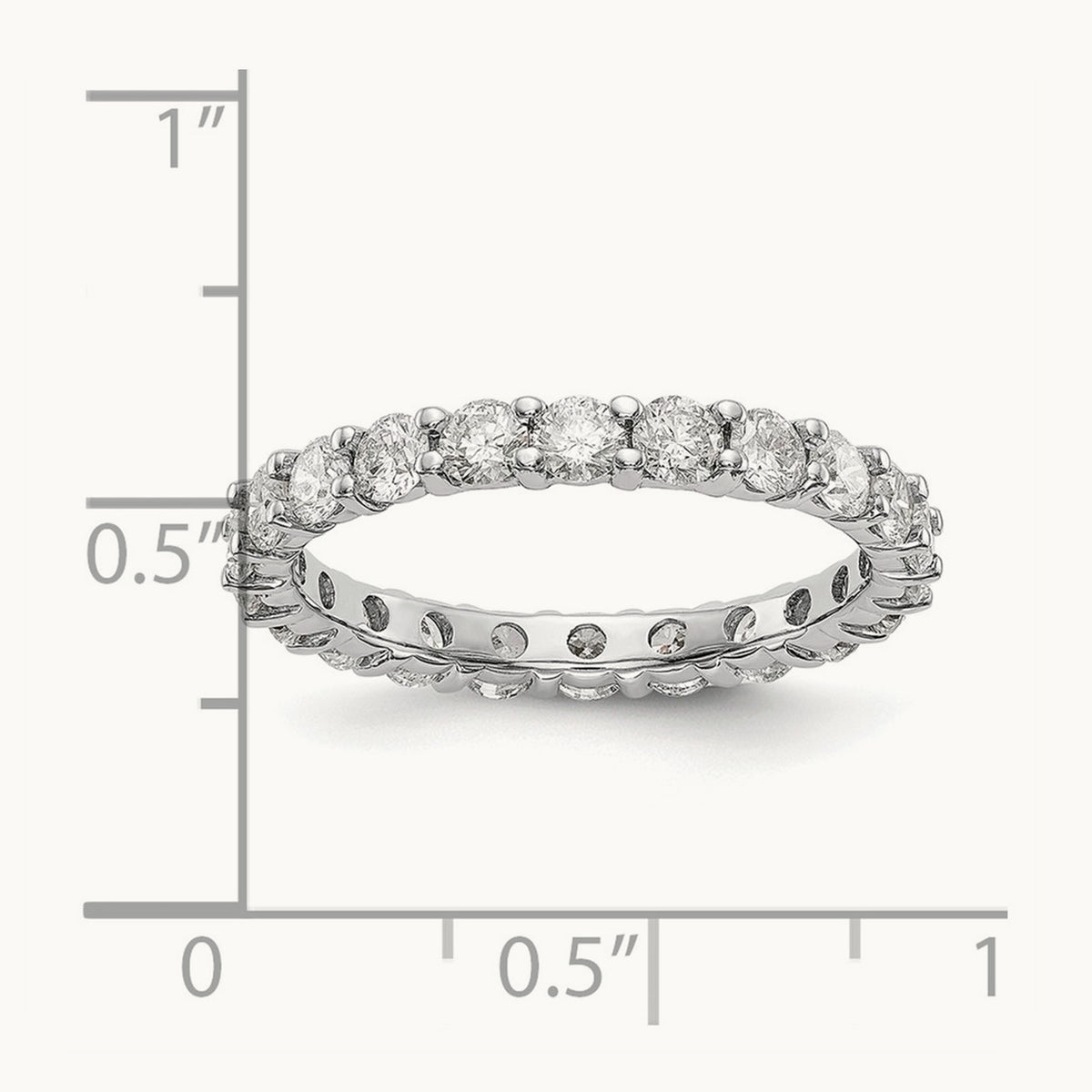 Polished Shared Prong 2ct Diamond Eternity Band, 14K White Gold