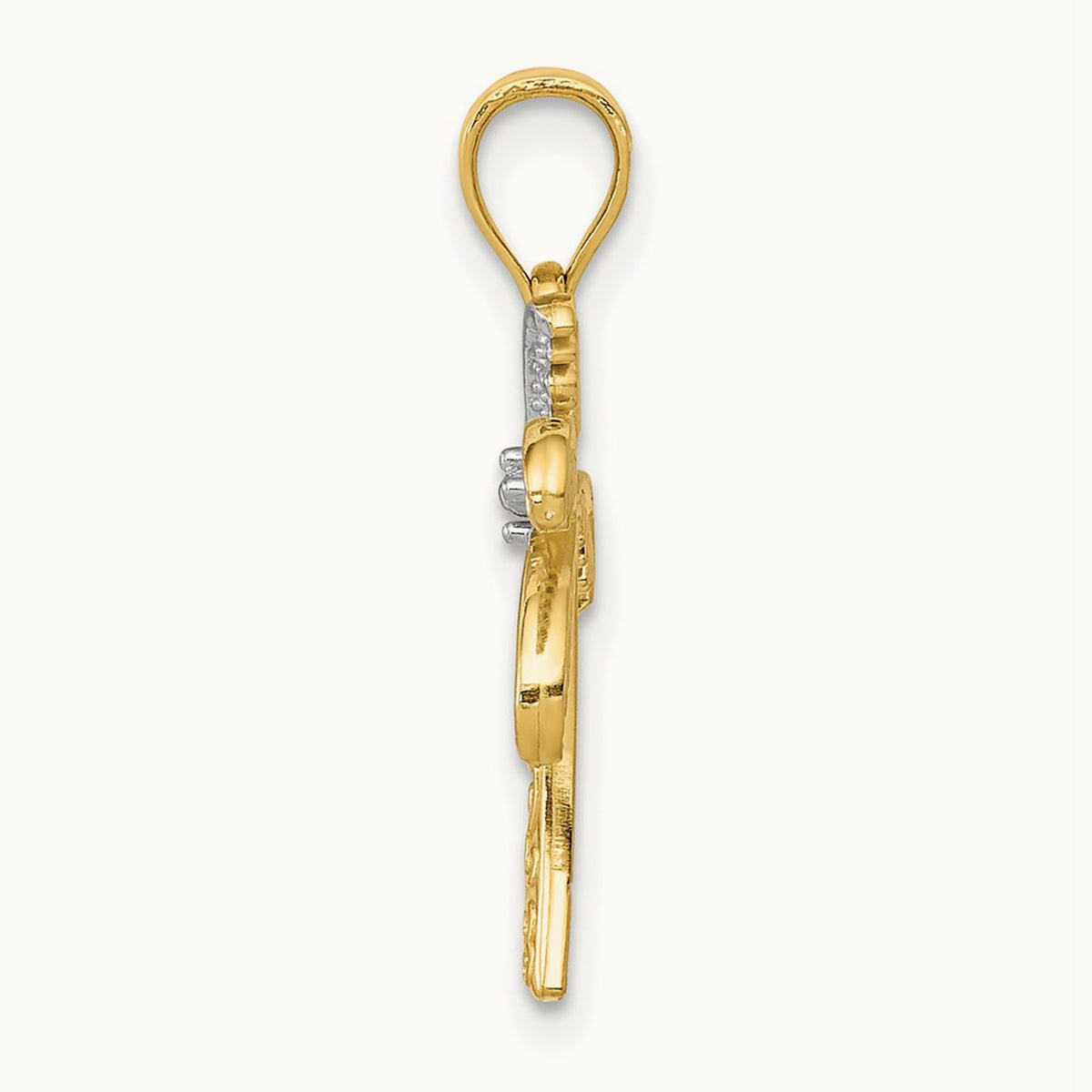Palm Tree Pendant — 14K Yellow Gold & Rhodium, 18mm