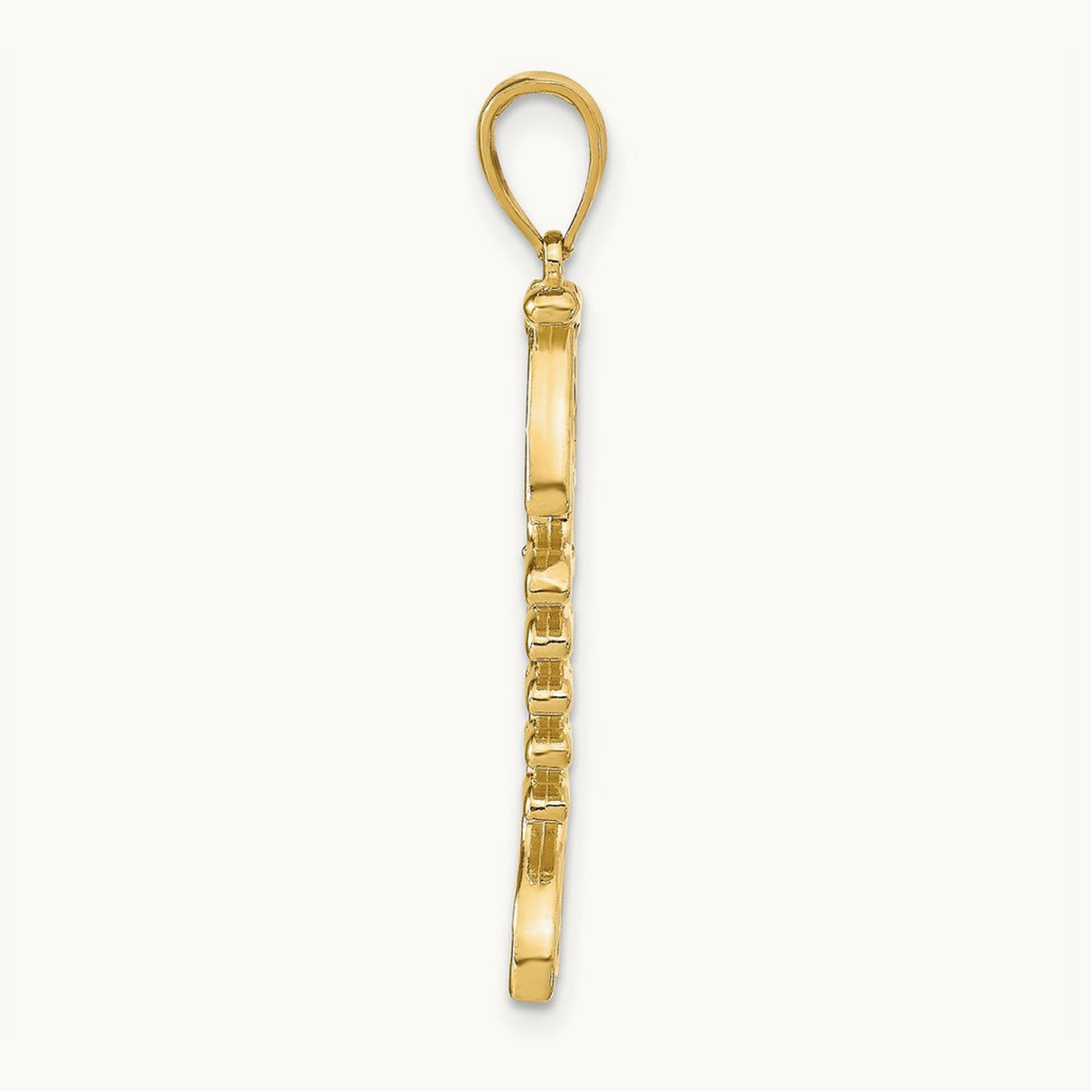 3D Blue Enamel Fish Bone Pendant, 14K