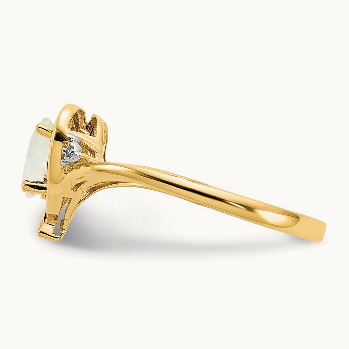 Opal and Diamond Heart Ring, 14K