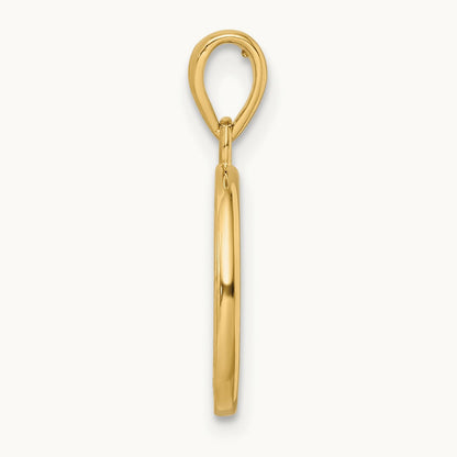 Polished Tree of Life Circle Pendant, 14K