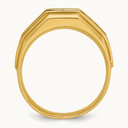 w/ White RH IBGoodman Men's Polished/Satin 5-Stone Diamond Ring, 14K
