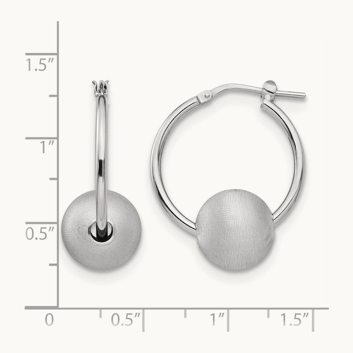 SS RH-plated Radiant Essence Brushed & Polished Hoop Earrings — Leslie's