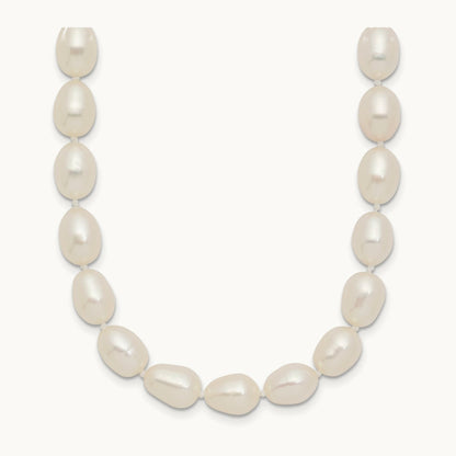 7- White Rice Freshwater Cultured Pearl 16in Necklace, 8mm, 14K