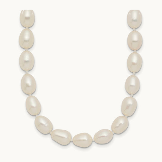 7- White Rice Freshwater Cultured Pearl 20in Necklace, 8mm, 14K
