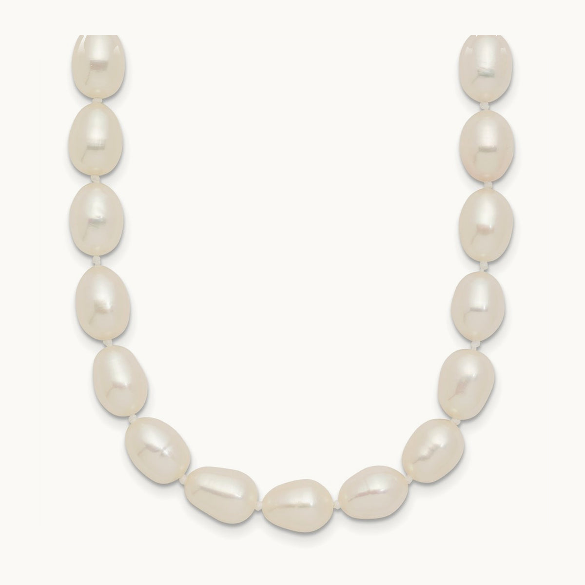 7- White Rice Freshwater Cultured Pearl 16in Necklace, 8mm, 14K
