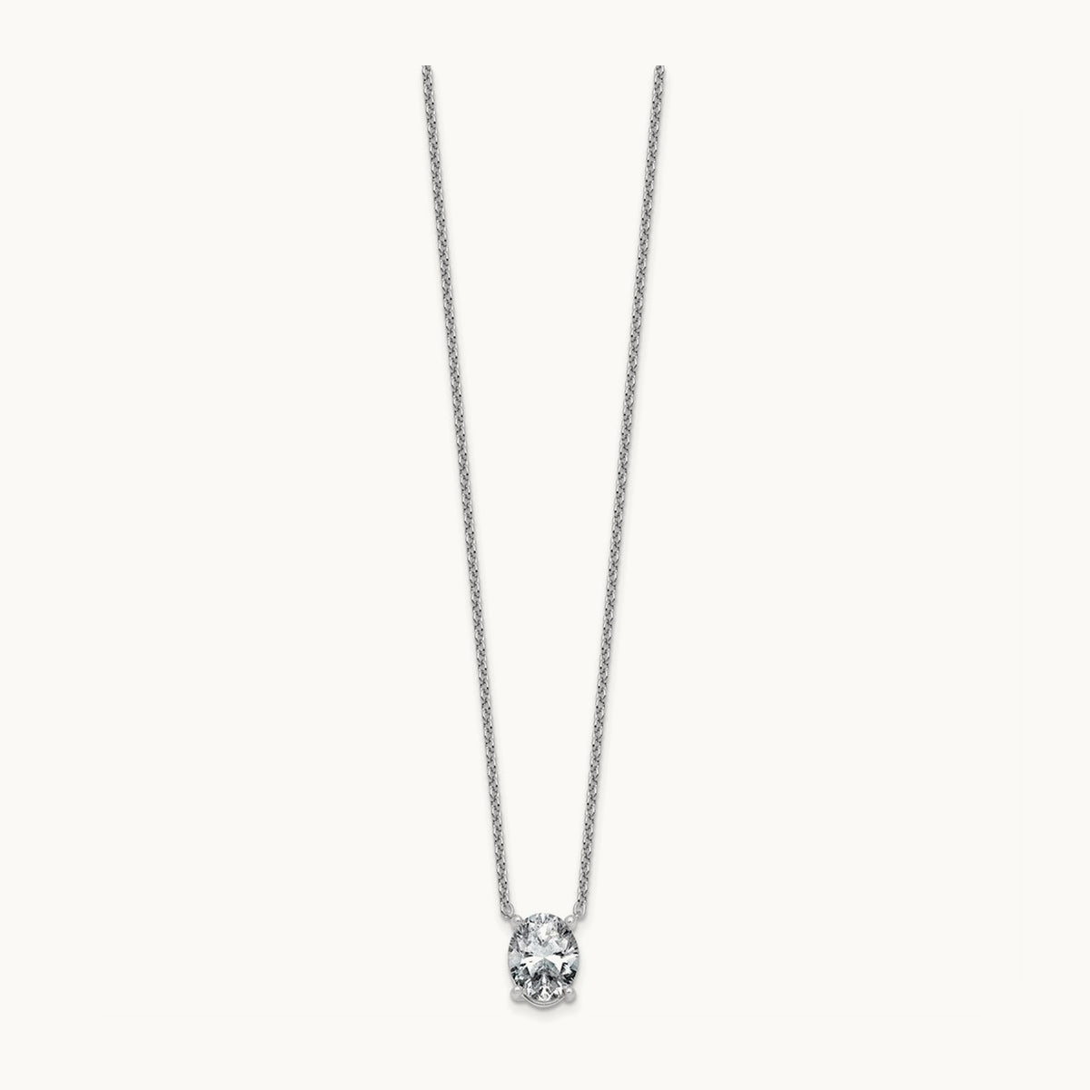 Oval Pendant Necklace, 0.25-4.00 ct tw Lab-Grown Diamond — 3 ct, 14K White Gold