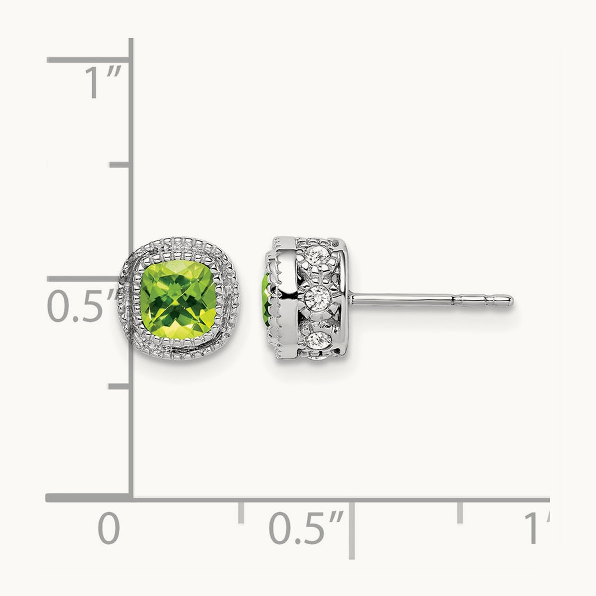 Cushion Peridot and Diamond Earrings — photo set