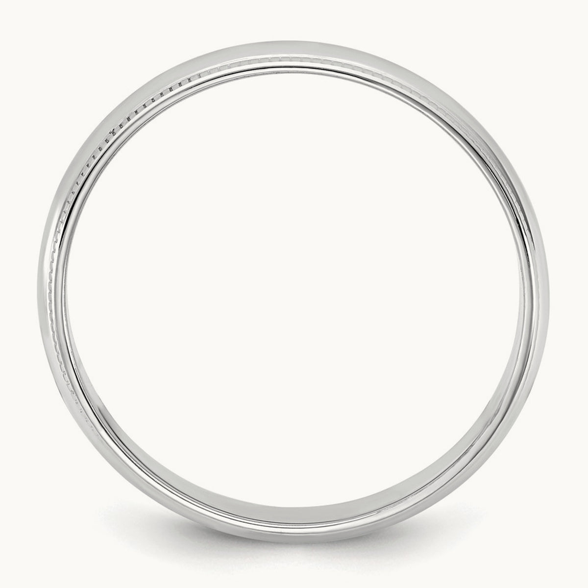 Lightweight Milgrain Half Round Band, 4.5mm, 10K White Gold