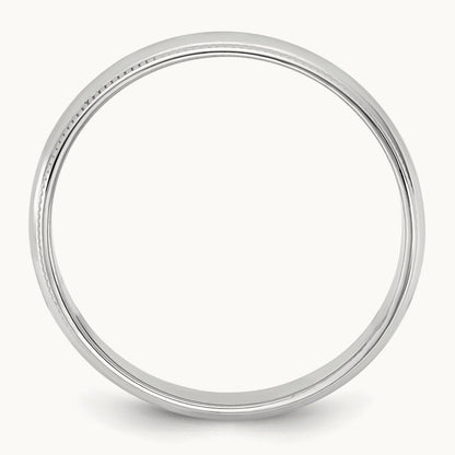 Lightweight Milgrain Half Round Band, 4.5mm, 10K White Gold