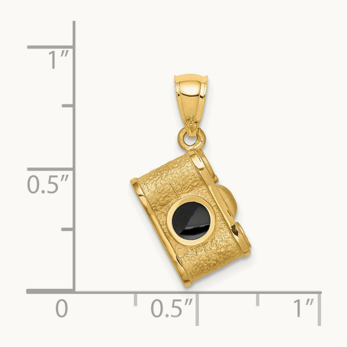 Brushed & Polished Enameled Camera Pendant, 14K