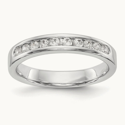 10-Stone Diamond Channel Band, 14K White Gold