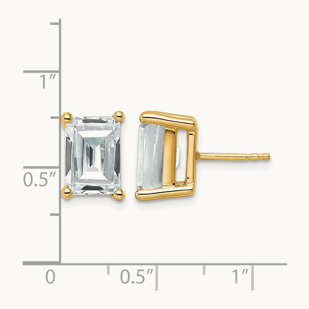 Emerald Four-Prong Stud Earrings, 0.50-6.00 ct tw Lab-Grown Diamond — 6 ct, 14K Yellow Gold