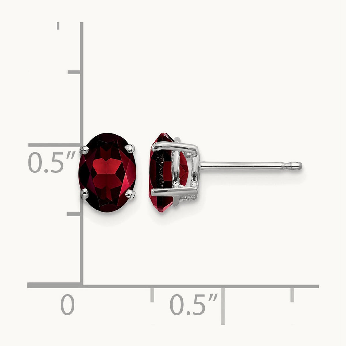7x5mm Oval Garnet Earrings, 14K White Gold
