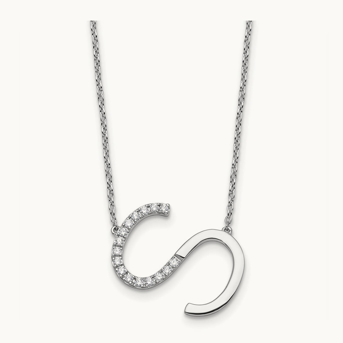 Sideways Diamond Necklace — 14K White Gold, S