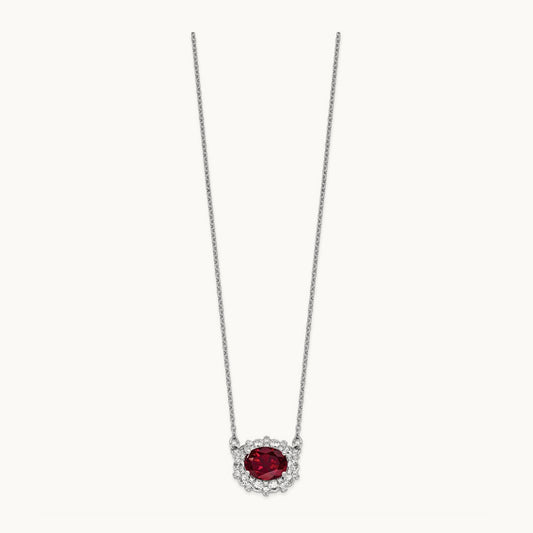 Created Ruby Necklace, 1.00 ct tw Lab-Grown Diamond