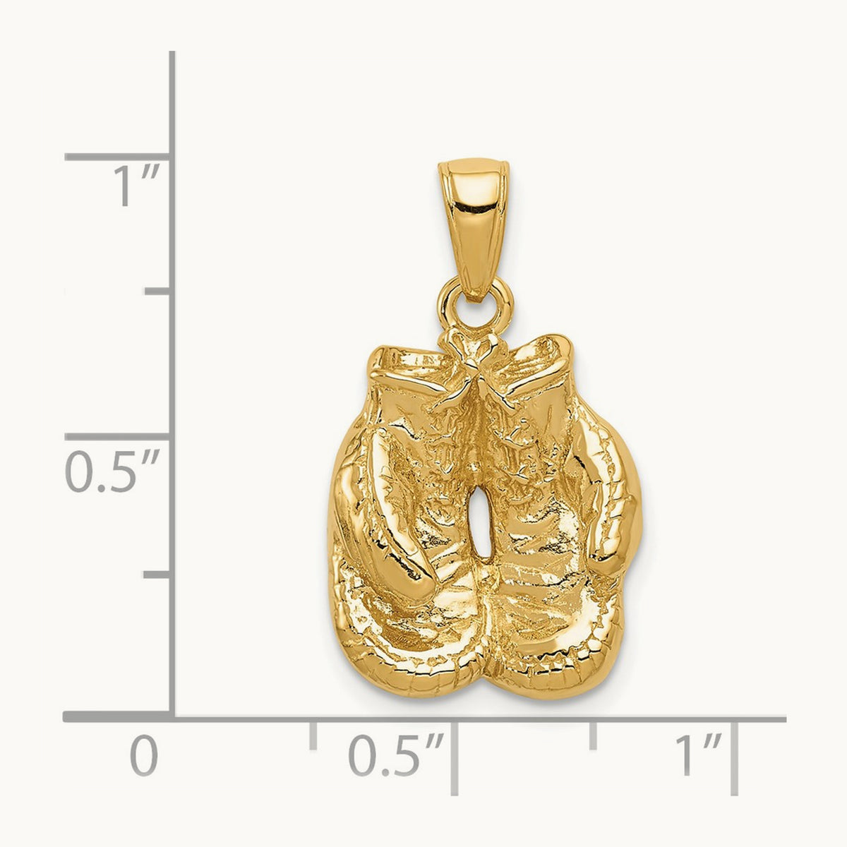 Solid Polished Open-Backed Boxing Gloves Pendant — 29mm