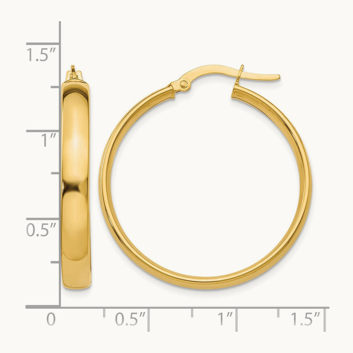Polished Hoop Earrings, 14K