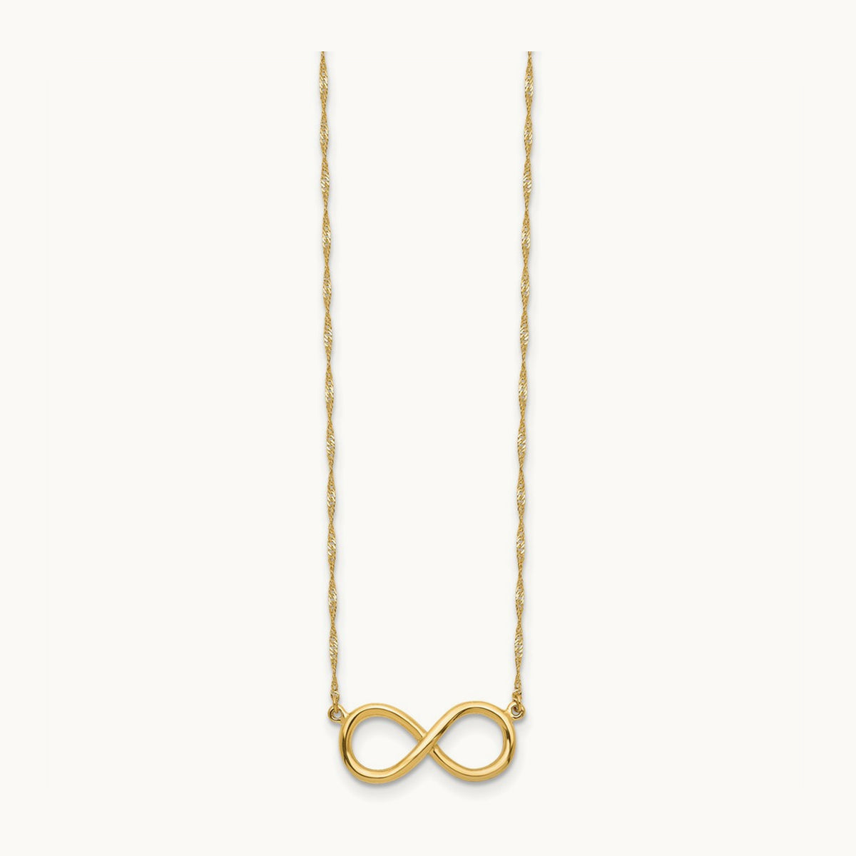 Polished Infinity Necklace — 14K Yellow Gold