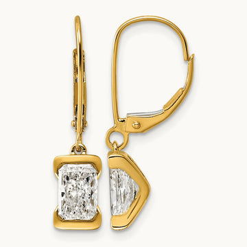 Emerald Leverback Earrings, 2.00 ct tw Lab-Grown Diamond