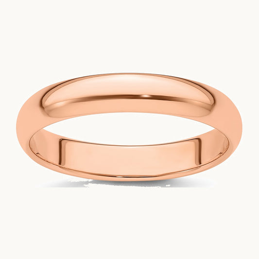 14K Rose Gold 4mm Half-Round Wedding Band