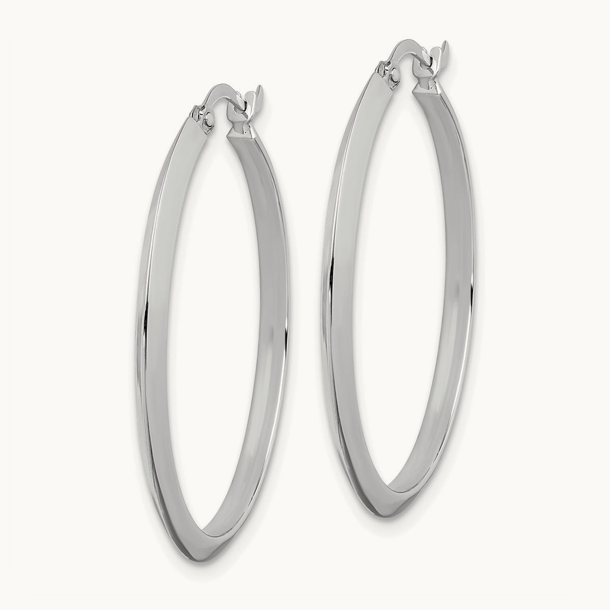 Polished Hoop Earrings — 14K White Gold