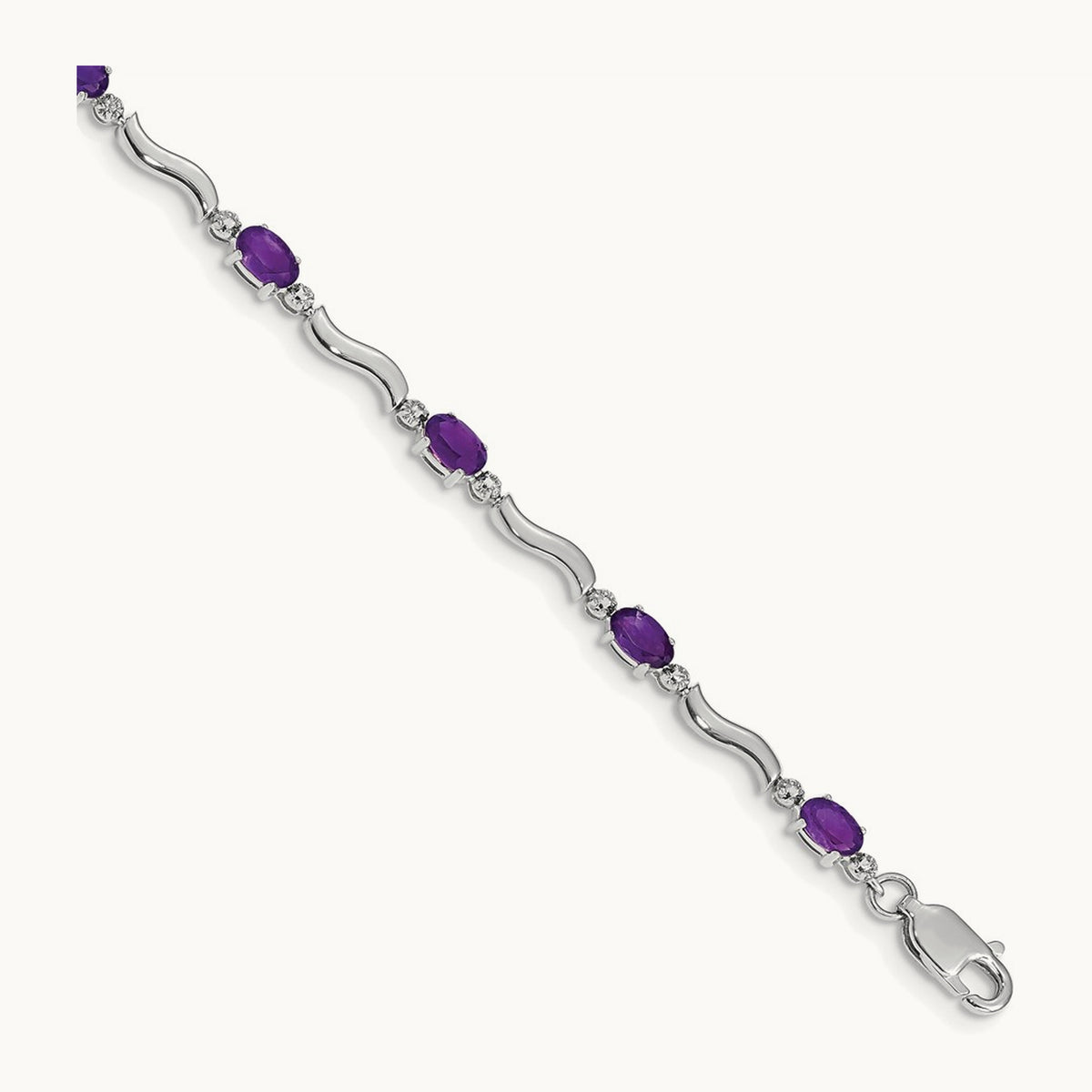 Diamond and Amethyst Bracelet — 14K White Gold