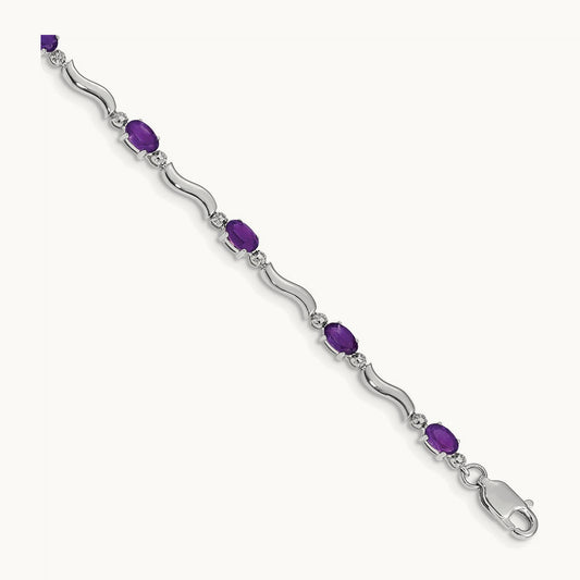 Diamond and Amethyst Bracelet — 14K White Gold