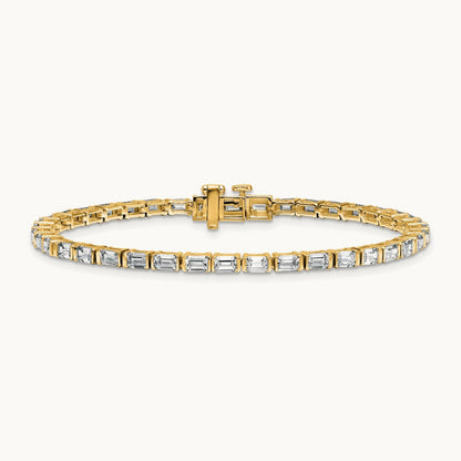 Emerald Bezel Tennis Bracelet, 4.75 ct tw Lab-Grown Diamond — 14K Yellow Gold