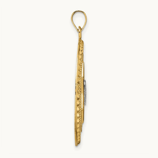 Solid Star and Torah Inside Frame Pendant, 14K Two-tone