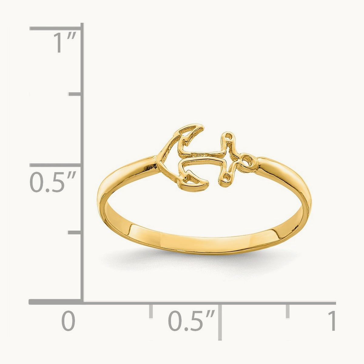 Polished Anchor Ring — 14K Yellow Gold