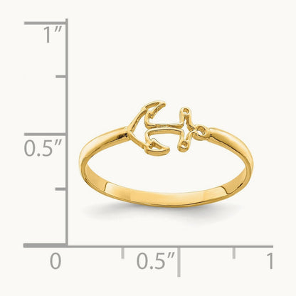 Polished Anchor Ring — 14K Yellow Gold