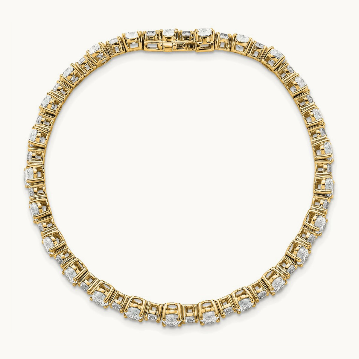 Oval/Round Tennis Bracelet, 11.00 ct tw Lab-Grown Diamond — 14K Yellow Gold