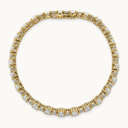 Oval/Round Tennis Bracelet, 11.00 ct tw Lab-Grown Diamond — 14K Yellow Gold