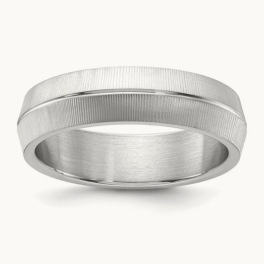 Polished and Textured Band, 6mm, Titanium