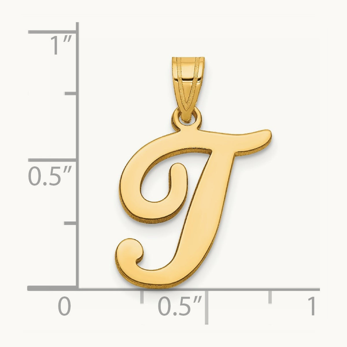 Script Letter T Initial Pendant, 14K