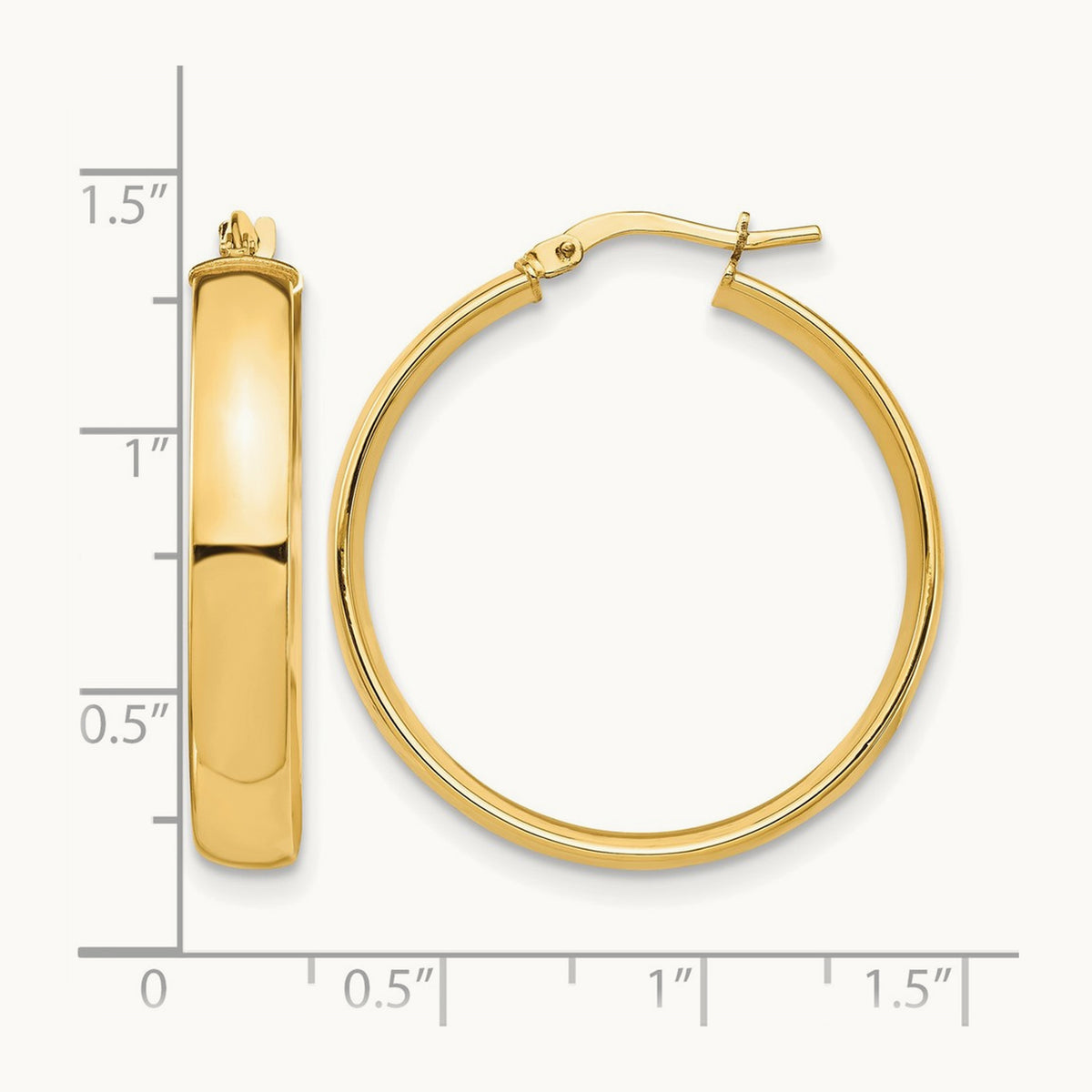 High Polished Hoop Earrings — 14K Yellow Gold