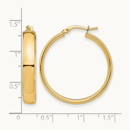 High Polished Hoop Earrings — 14K Yellow Gold