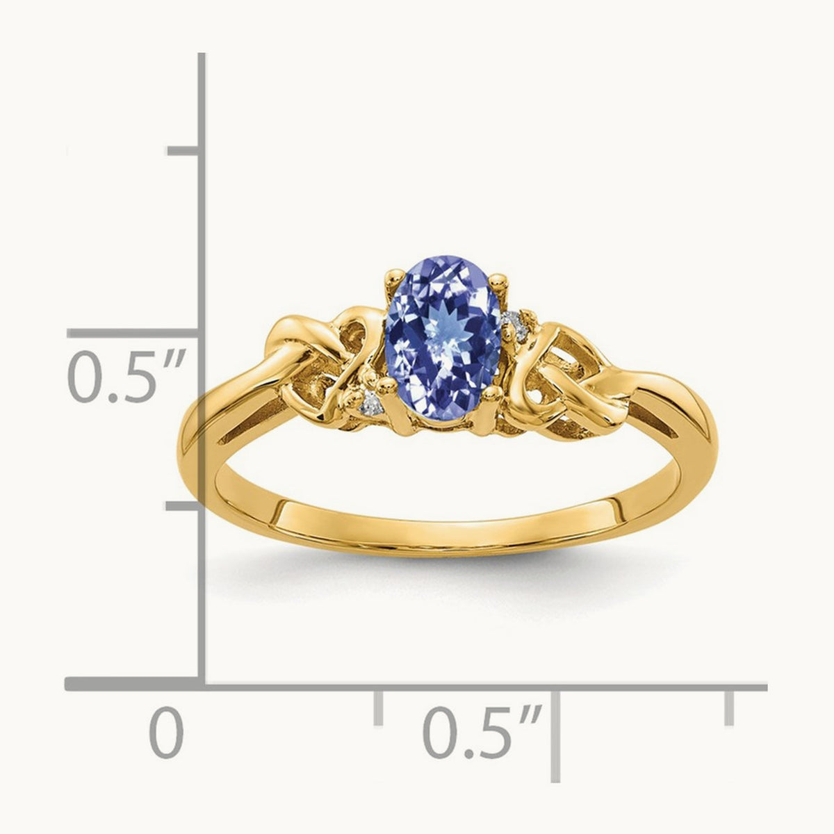 6x4mm Oval Tanzanite A Diamond ring, 14K
