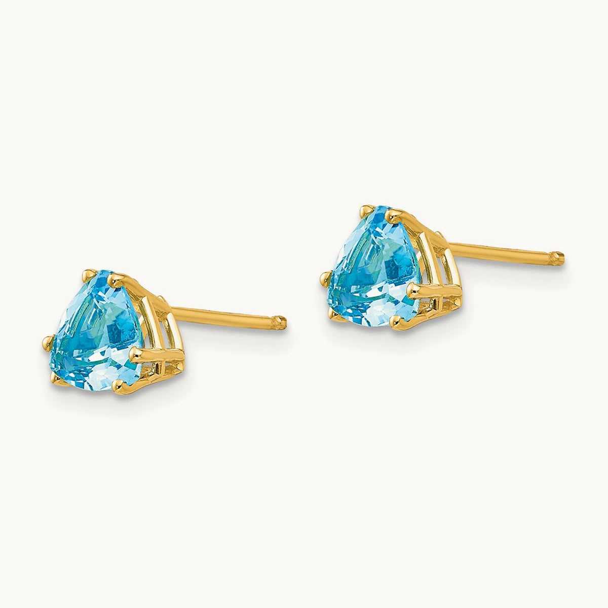 Trillion Blue Topaz Earrings, 6mm, 14K